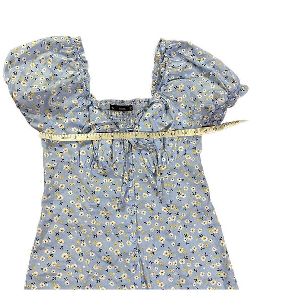 Hesperus Womens Cottagecore Dainty Floral Blue Smocked Mini Dress Sz M - Picture 7 of 15